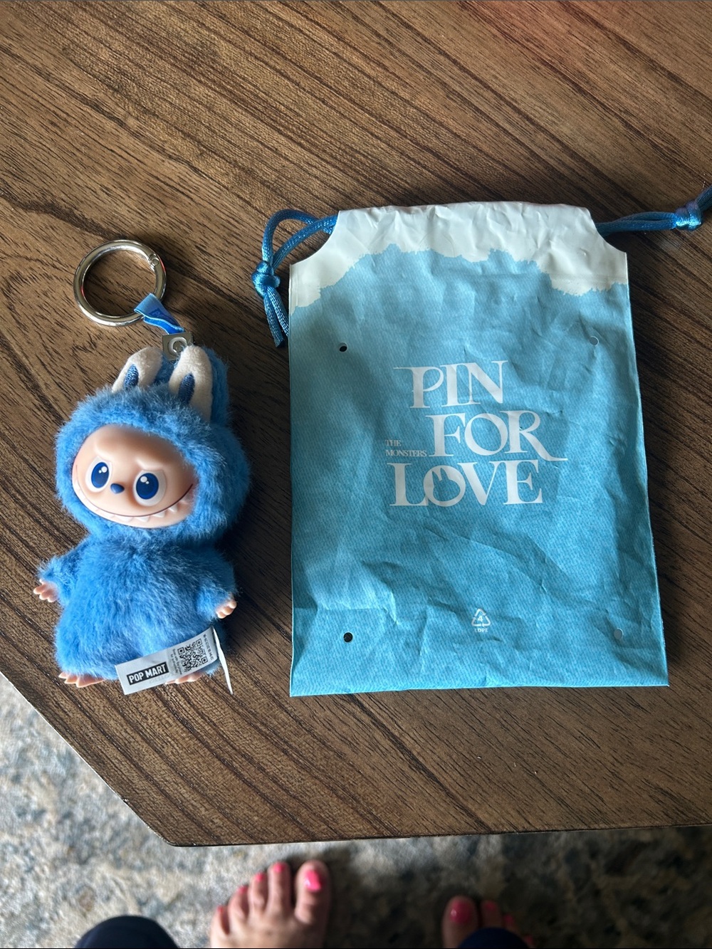 Pop Mart Blue Furry Bunny Keychain Bag Charm